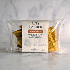 Pita Crisps, Garlic, Olive & Parmesan