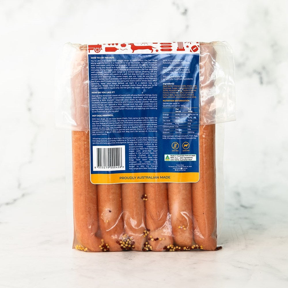 Frank's, Grass-fed Beef Dogs, 750g retail pack